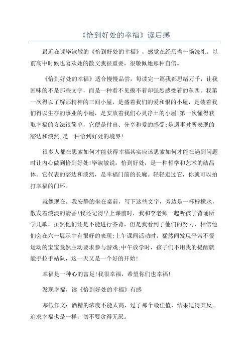 《恰到好处的幸福》读后感