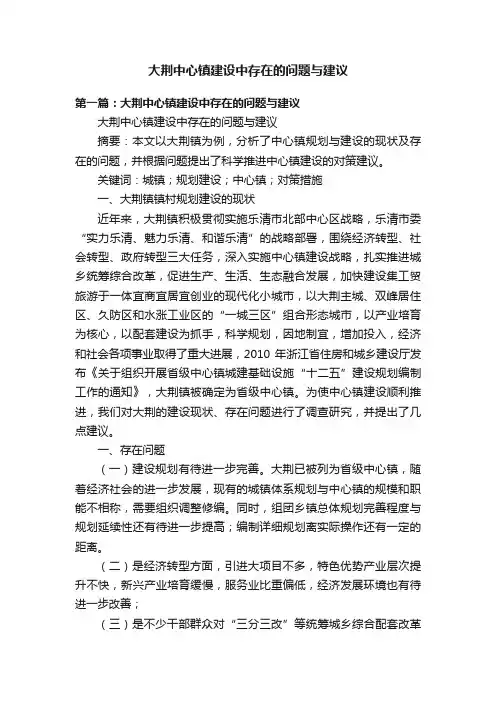 大荆中心镇建设中存在的问题与建议