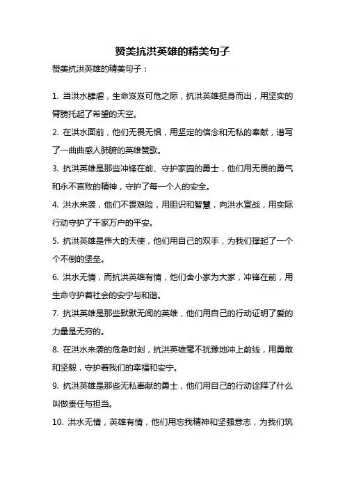 赞美抗洪英雄的精美句子