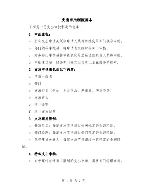 支出审批制度范本
