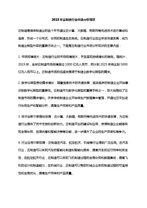 2023年云制造行业市场分析现状