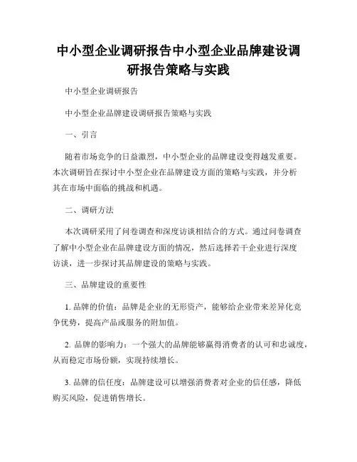 中小型企业调研报告中小型企业品牌建设调研报告策略与实践