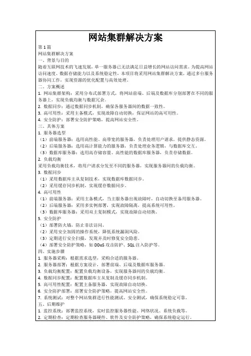 网站集群解决方案