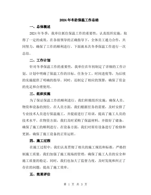 2024年冬防保温工作总结