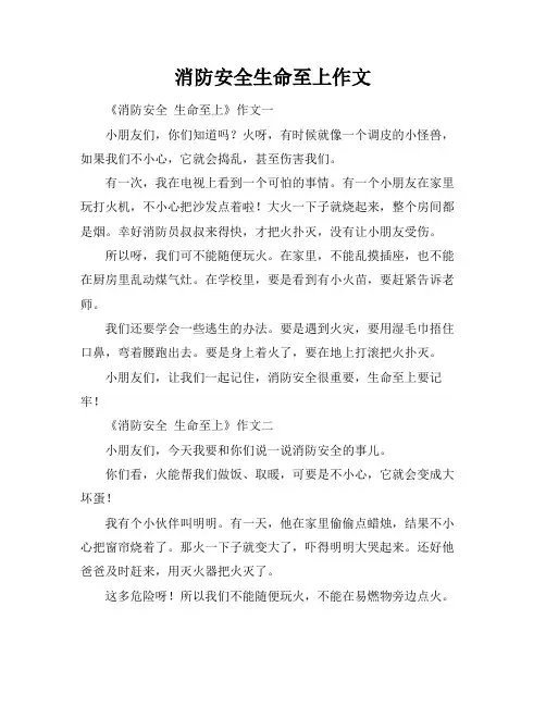 消防安全生命至上作文