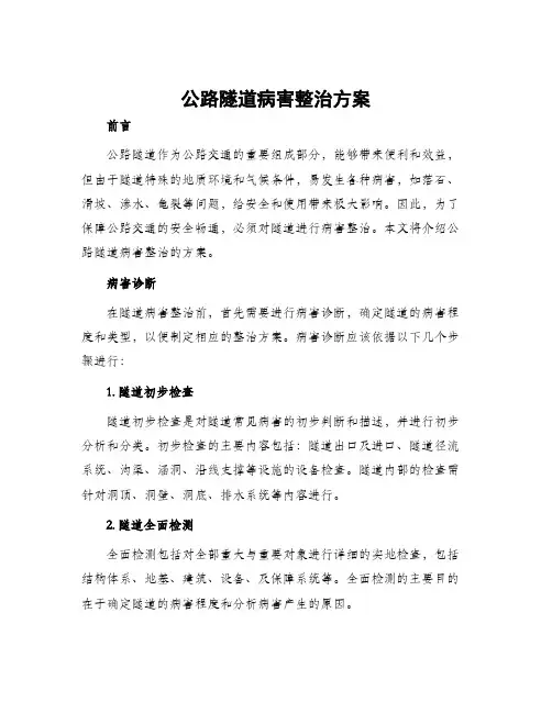 公路隧道病害整治方案