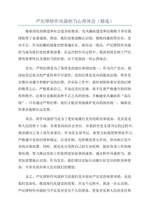 严纪律转作风强担当心得体会(精选)