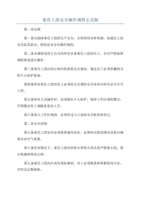 着色工段安全操作规程正式版