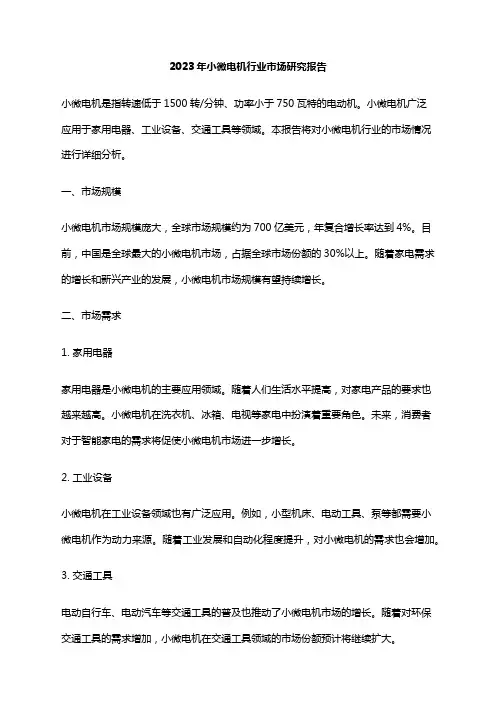 2023年小微电机行业市场研究报告