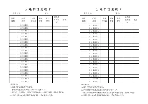 分级护理巡视卡