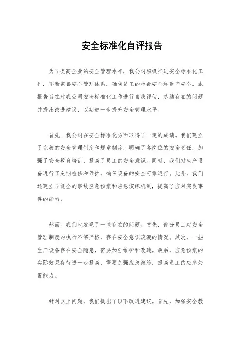 安全标准化自评报告
