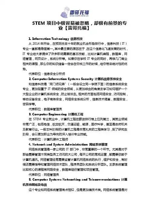 STEM项目中极容易被忽略,却极有前景的专业【雷哥托福】