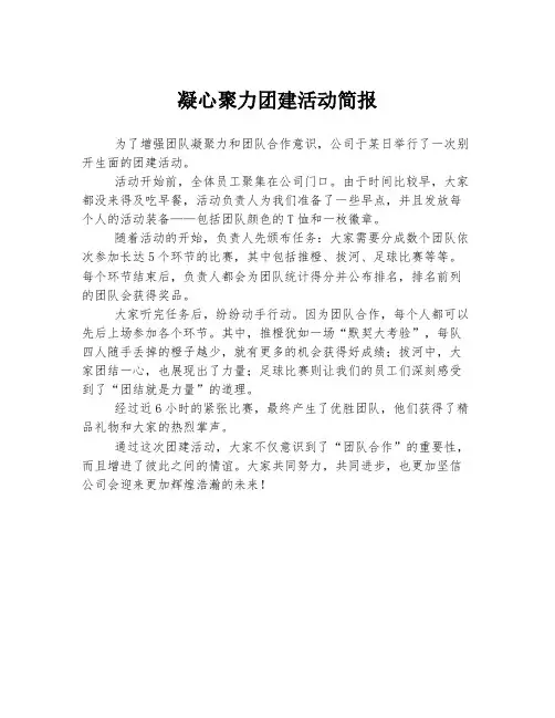 凝心聚力团建活动简报