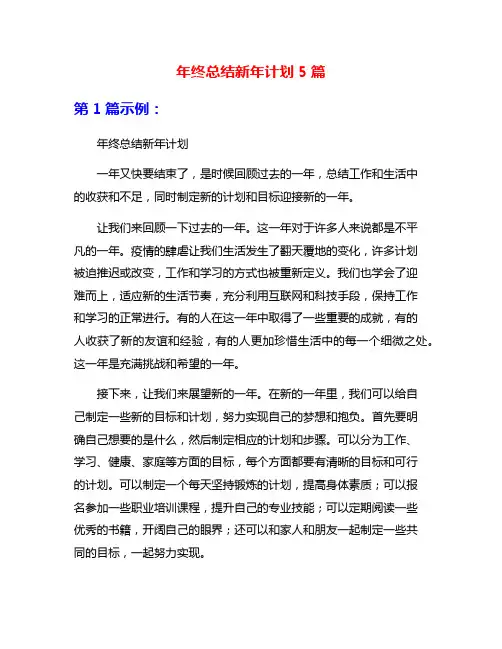 年终总结新年计划5篇