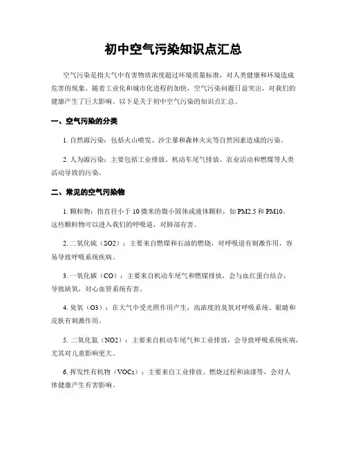初中空气污染知识点汇总