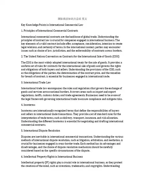 国际商法知识点总结 英文