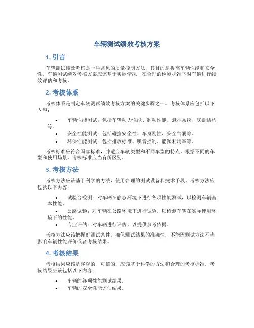车辆测试绩效考核方案
