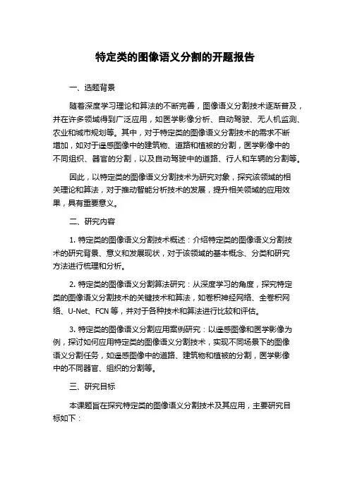 特定类的图像语义分割的开题报告