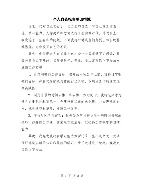 个人自查报告整改措施