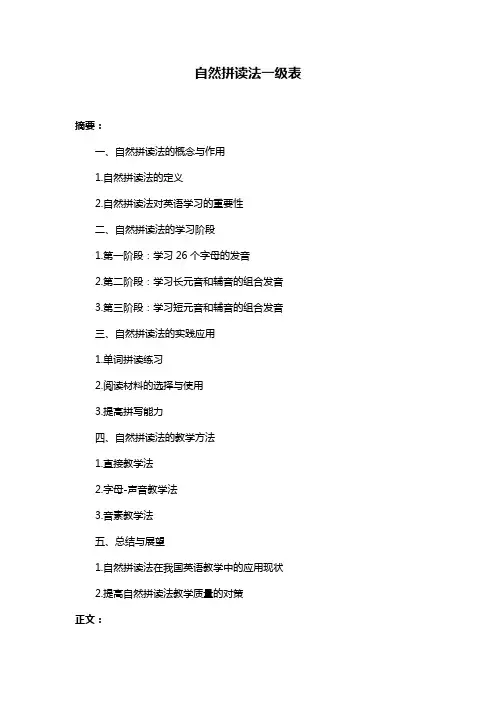 自然拼读法一级表