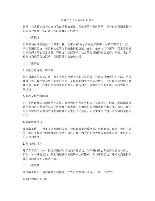 援藏个人工作情况汇报范文