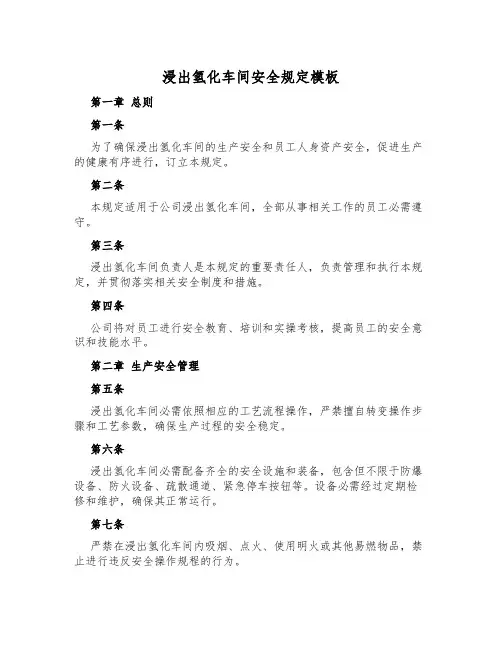 浸出氢化车间安全规定模板