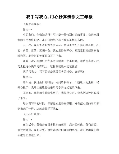 我手写我心,用心抒真情作文三年级