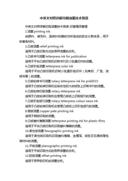 中英文对照详解印刷油墨技术用语