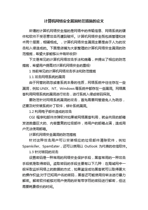 计算机网络安全漏洞防范措施的论文