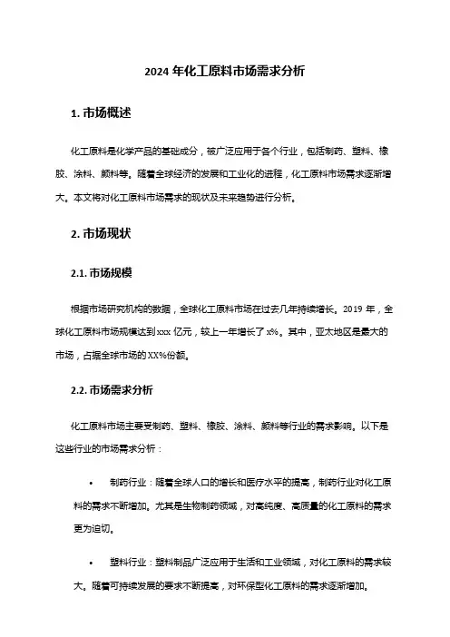 2024年化工原料市场需求分析