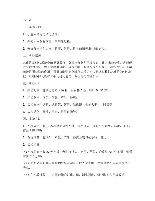 人体胃消化实验报告(3篇)