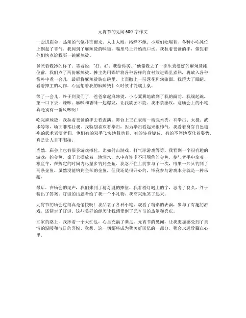 元宵节的见闻600字作文