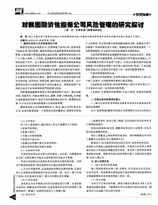 对我国融资性担保公司风险管理的研究探讨