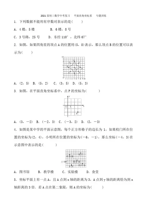 2021届初三数学中考复习  平面直角坐标系 专题训练 含答案