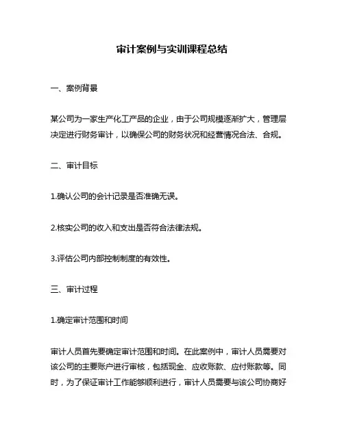 审计案例与实训课程总结