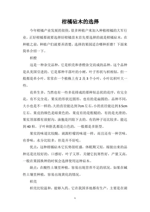 柑橘砧木的选择