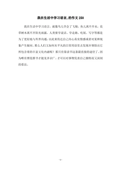 我在生活中学习语言,的作文250