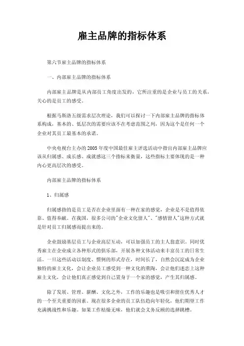 雇主品牌的指标体系