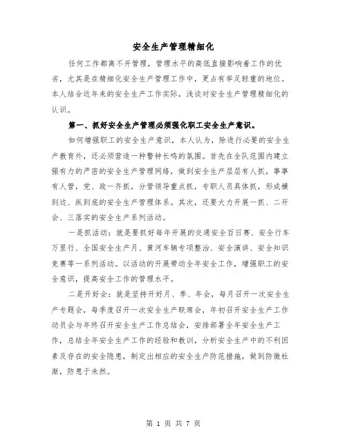 安全生产管理精细化（2篇）