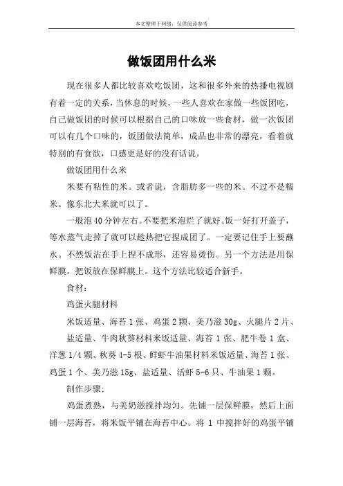做饭团用什么米