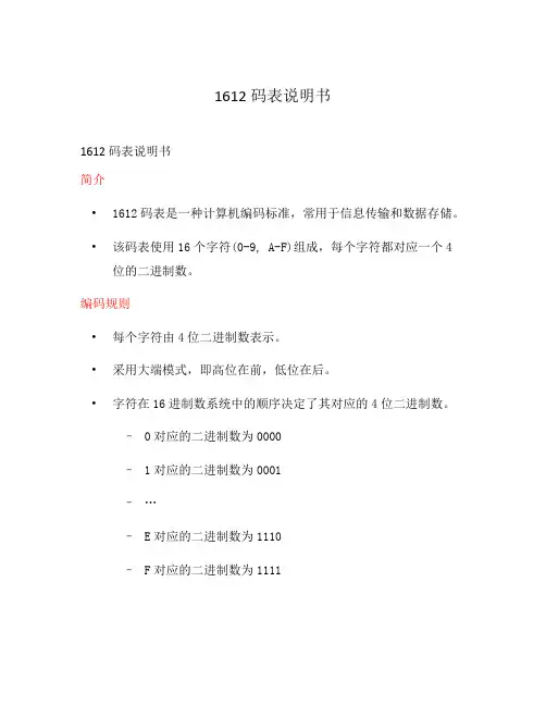 1612码表说明书