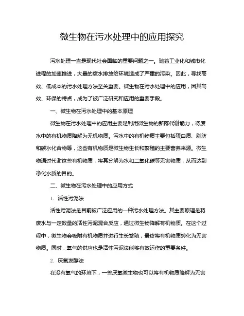 微生物在污水处理中的应用探究