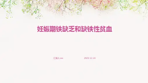 妊娠期铁缺乏和缺铁性贫血PPT课件