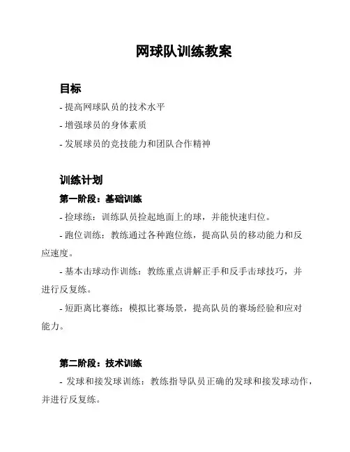 网球队训练教案