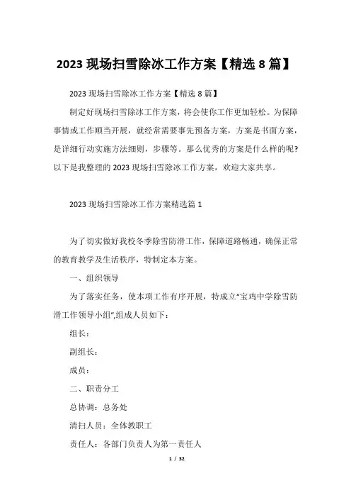 2023现场扫雪除冰工作方案【精选8篇】