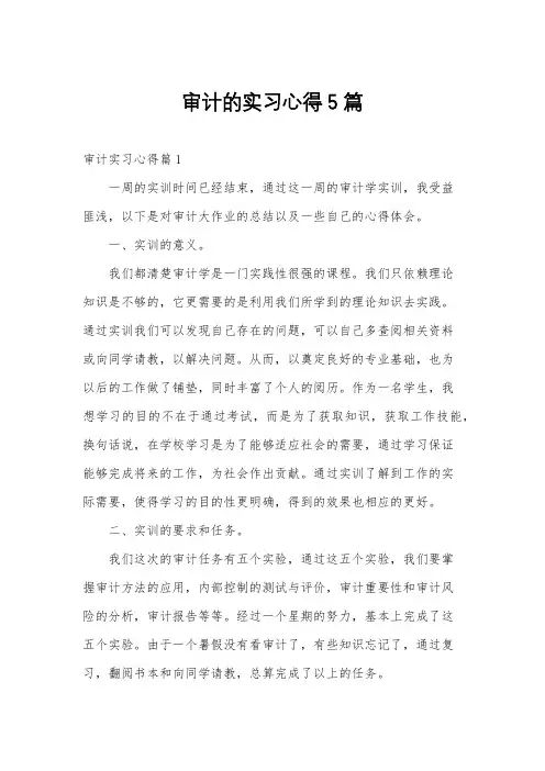 审计的实习心得5篇