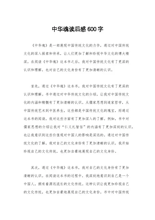 中华魂读后感600字