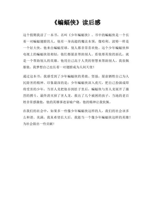 蝙蝠侠读后感