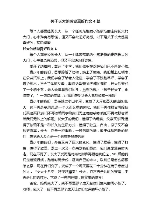 关于长大的感觉真好作文4篇