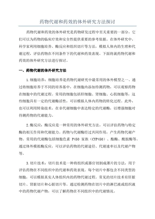 药物代谢和药效的体外研究方法探讨